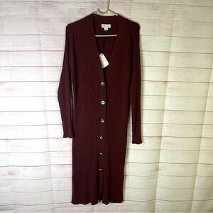 Ava & Viv NEW Burgundy Button Front Long‎ Sleeve Cardigan Dress Size 1X (18)
